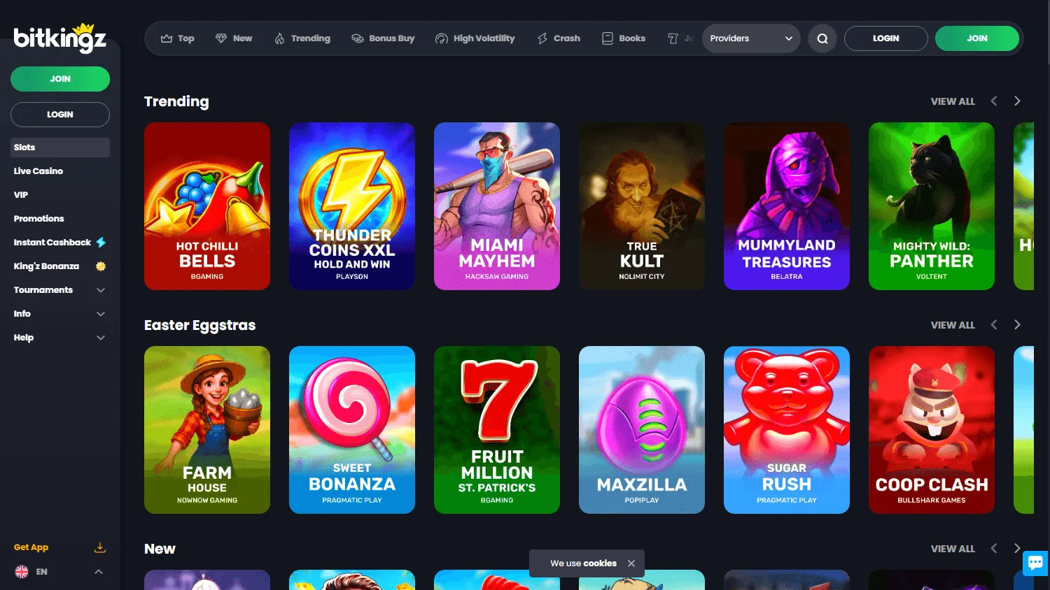 Bitkingz Casino desktop games screen